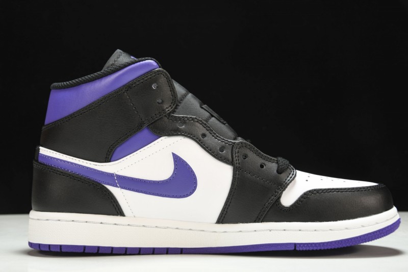 Jordan 1 Mid White Black Purple