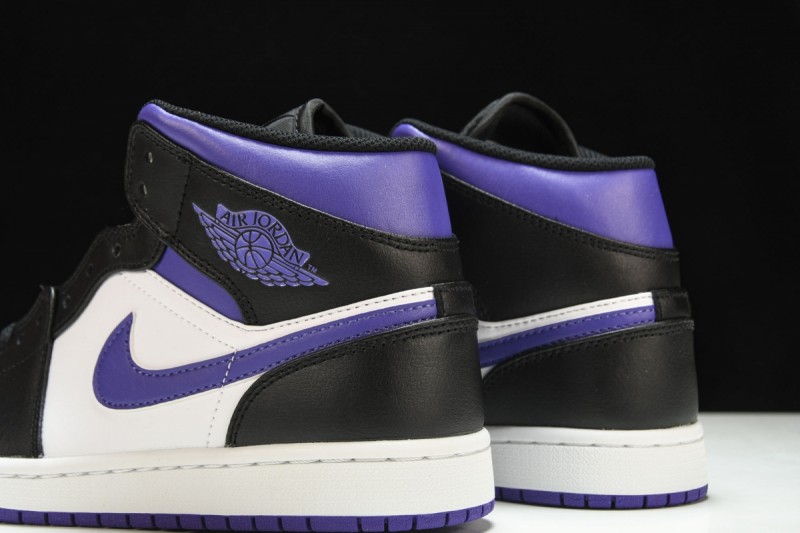 Jordan 1 Mid White Black Purple