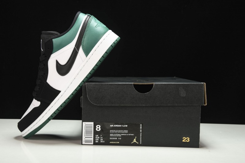 Jordan 1 Low White Black Mystic Green