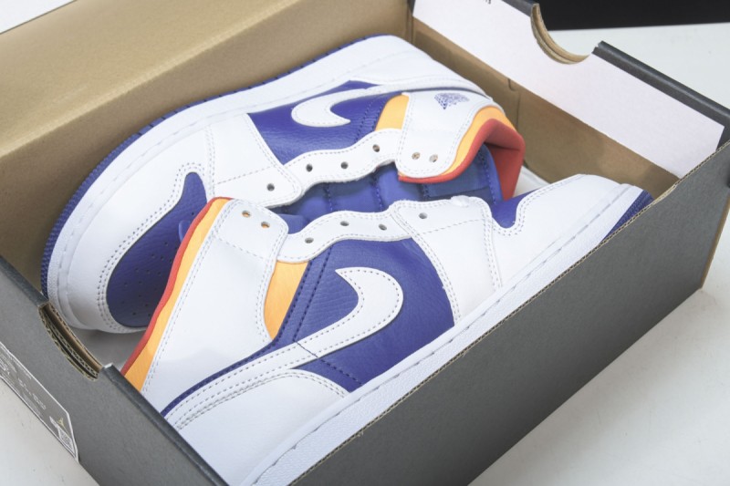 Jordan 1 Mid White Laser Orange Deep Royal Blue