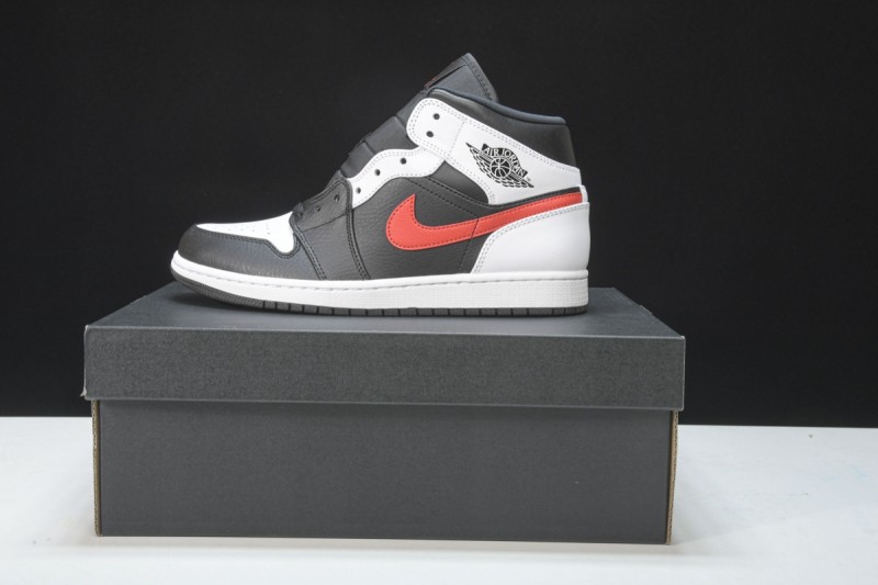 Jordan 1 Mid Black Chile Red White