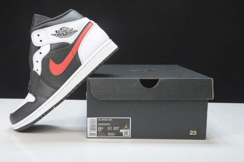 Jordan 1 Mid Black Chile Red White