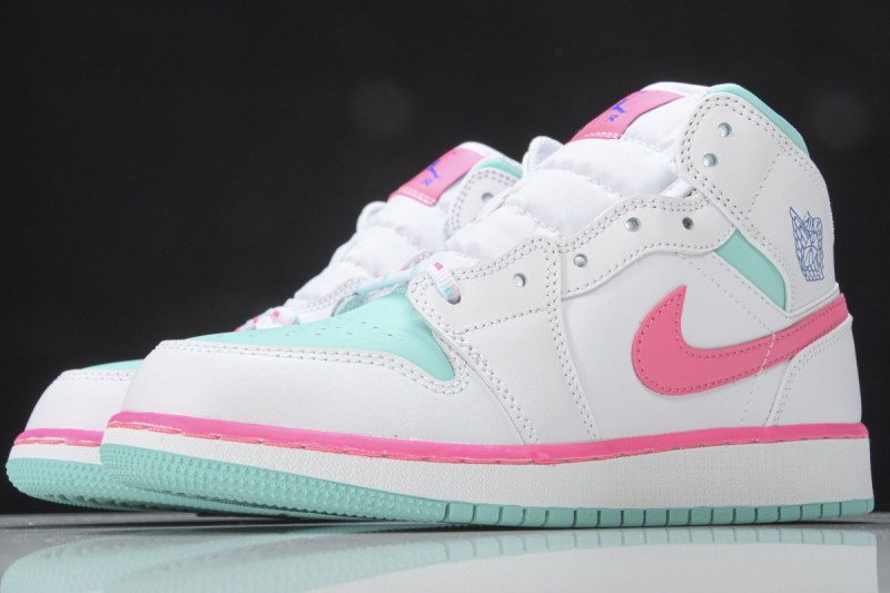 Jordan 1 Mid White Pink Green Soar