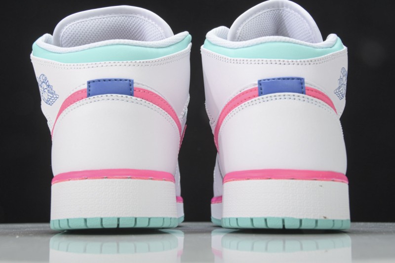 Jordan 1 Mid White Pink Green Soar