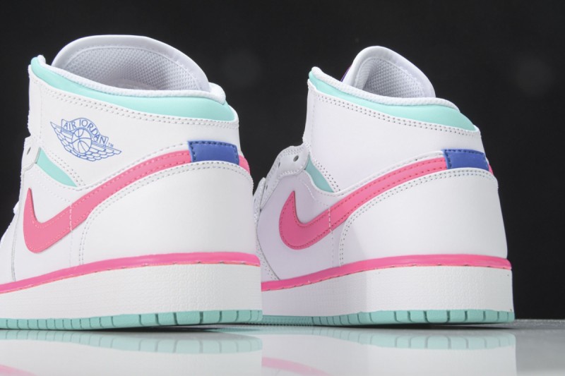 Jordan 1 Mid White Pink Green Soar