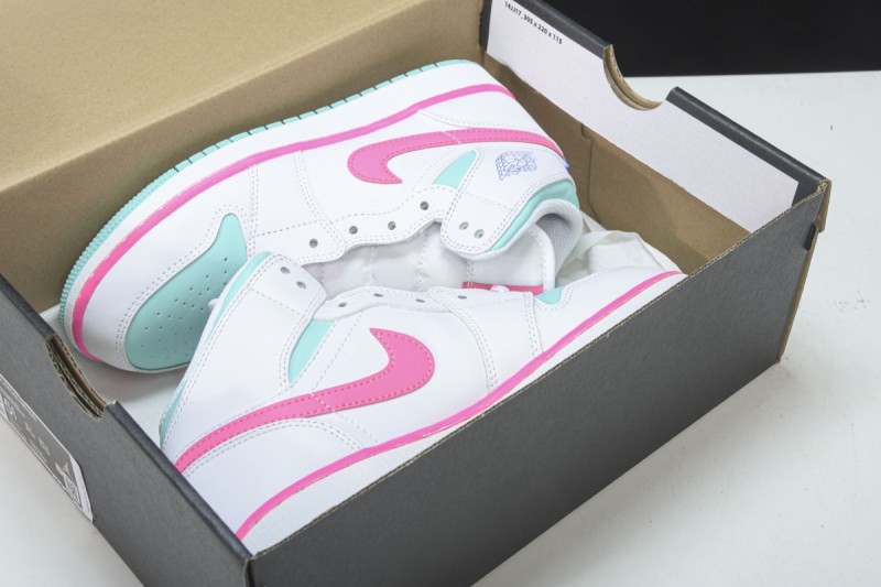 Jordan 1 Mid White Pink Green Soar