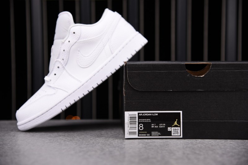 Jordan 1 Low Triple White Tumbled Leather