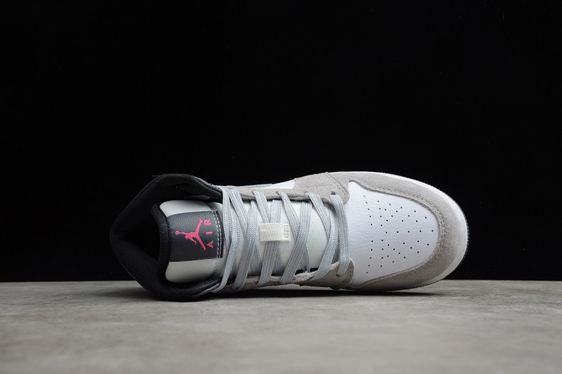 Jordan 1 Mid White Grey Hyper Pink