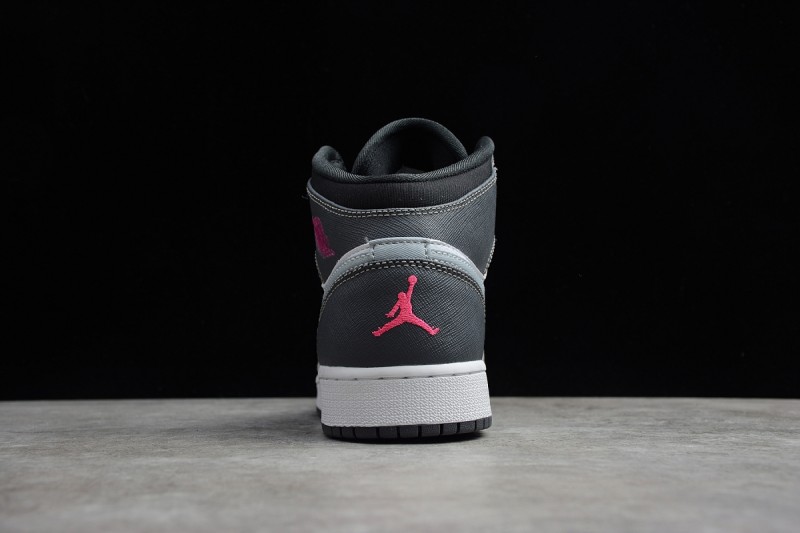 Jordan 1 Mid White Grey Hyper Pink