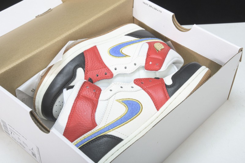 Jordan 1 Mid Sail Red Black Blue