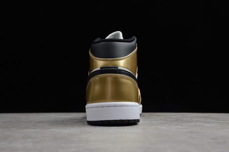 Jordan 1 Mid Metallic Gold Black White