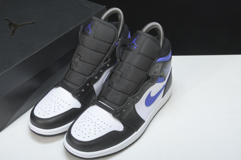 Jordan 1 Mid White Black Racer Blue