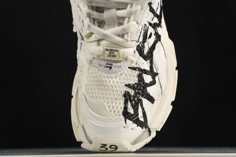 Balenciaga Graffiti Runner Sneakers in White/Black