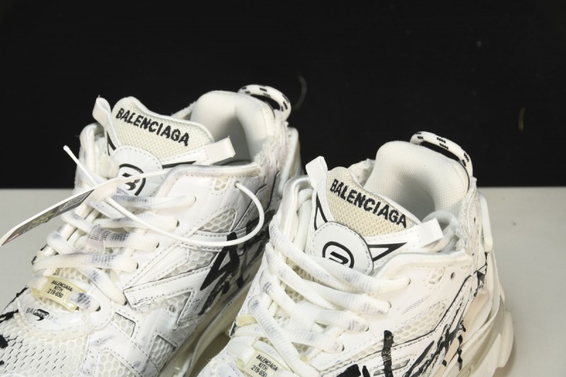 Balenciaga Graffiti Runner Sneakers in White/Black