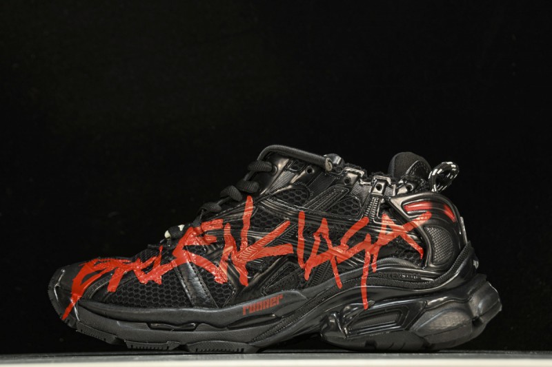 Balenciaga Runner Graffiti Trainers in Black