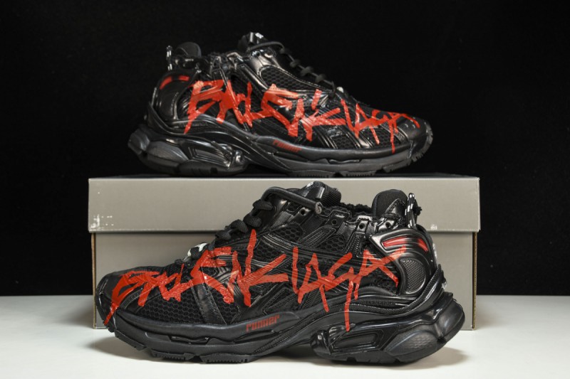 Balenciaga Runner Graffiti Trainers in Black