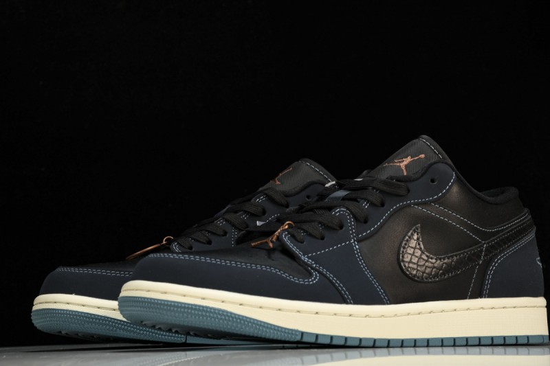 Jordan 1 Low Navy Black Snakeskin