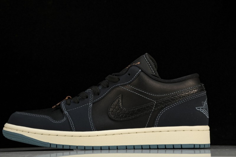 Jordan 1 Low Navy Black Snakeskin